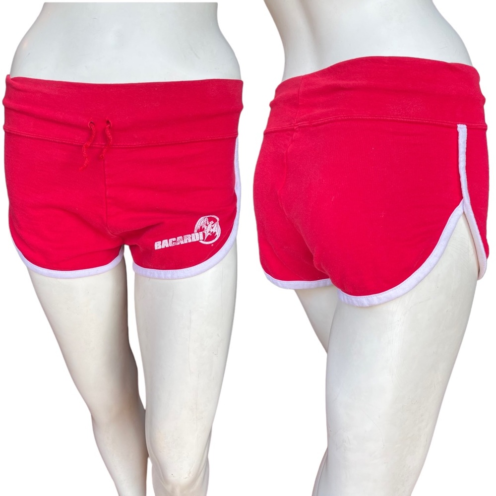 Y2K Bacardi Rum Red & White Micro Mini Shorts | Size: Small